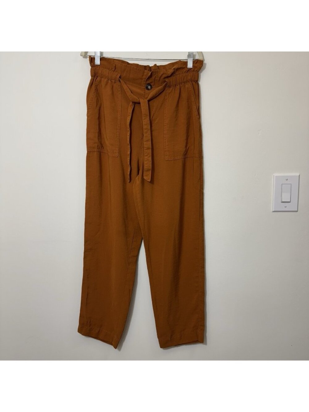 MADEWELL Dunaway Paperbag Pants Size M High Waist Belted Golden Pecan